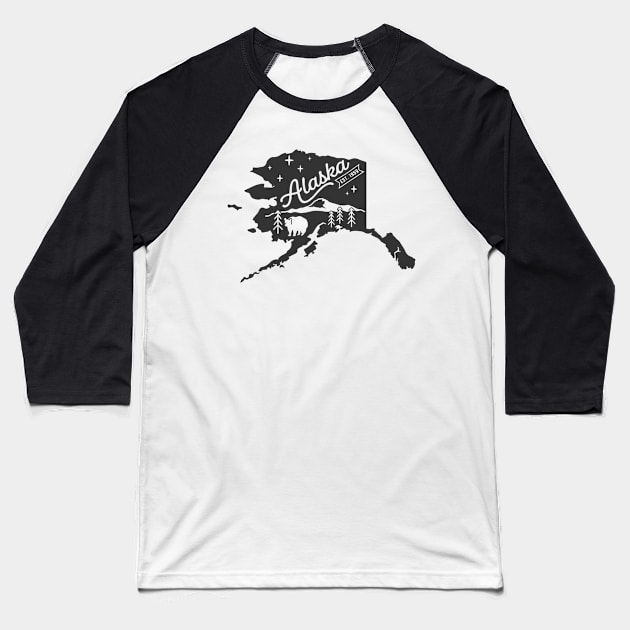 State of Alaska Graphic Tee Baseball T-Shirt by MN Favorites